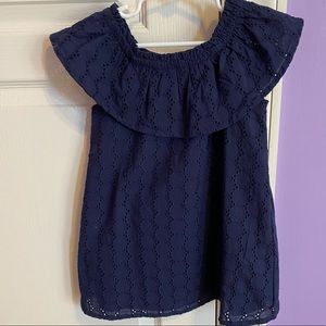 Nautica Toddler Girls Eyelet Navy Blue Dress